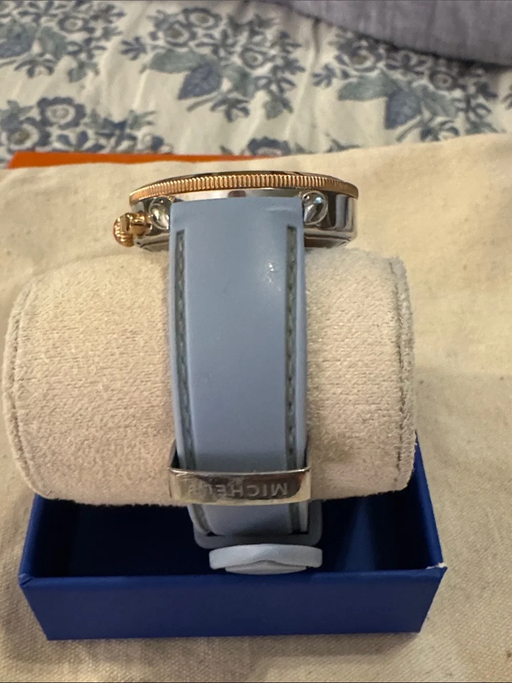 Michele Sporty Sail Chronograph Watch with Blue Silicone Strap